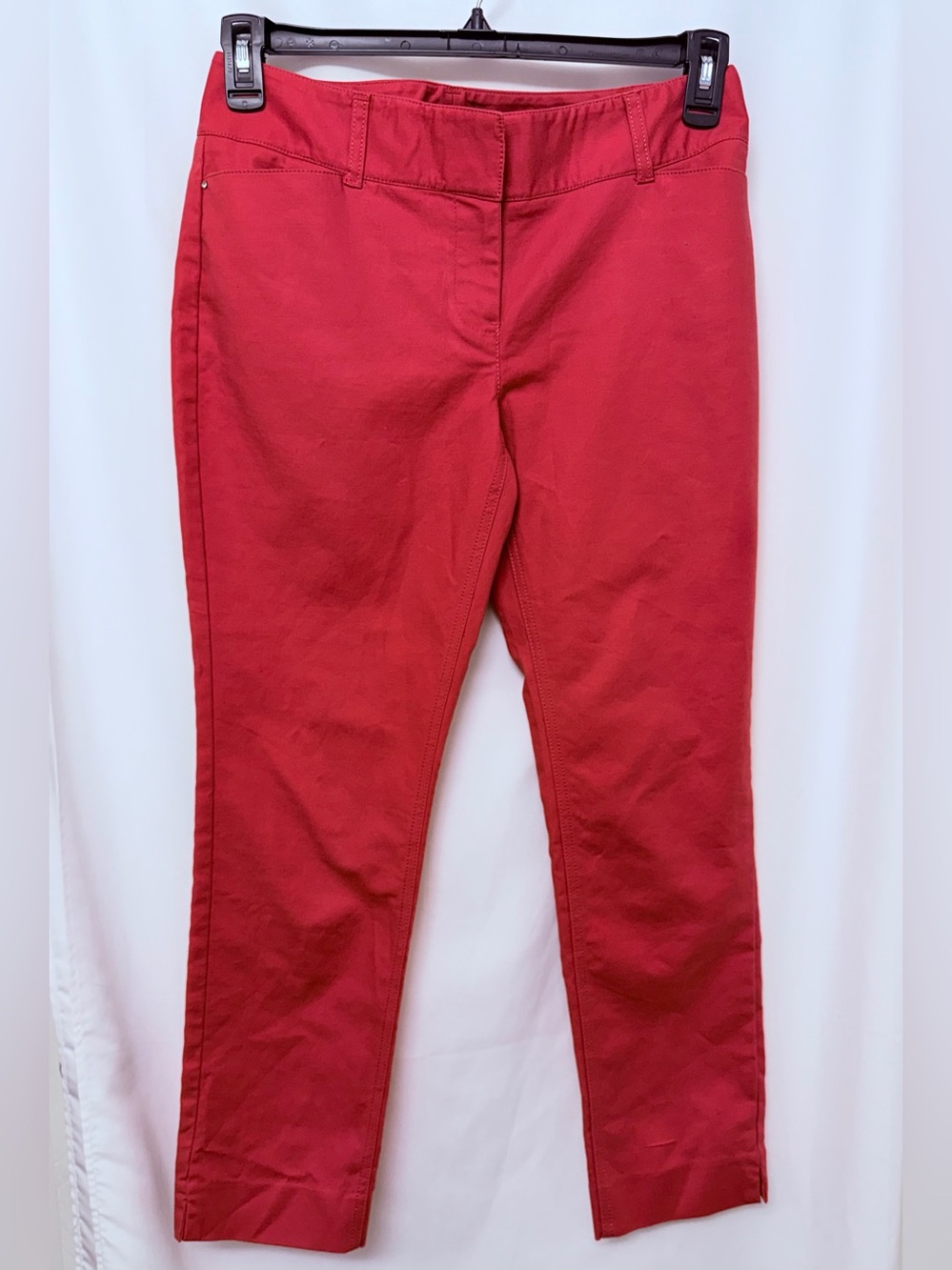 White House Black Market WHBM Slim Ankle Pants Coral Red Size 6 Stretch Career
